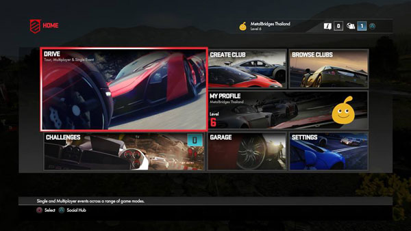 driveclub gameplay menu